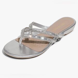 DREAM PAIRS Women's Fashion Rhinestones Design Slides Sandals Size 8